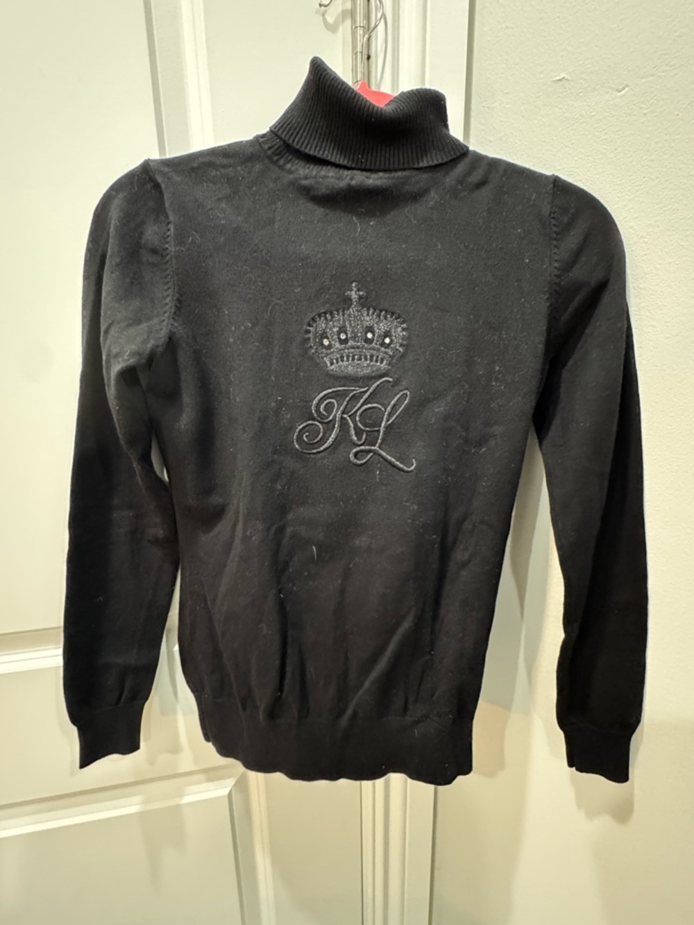 Kingsland Crown Embroidered Black Turtleneck Sweater